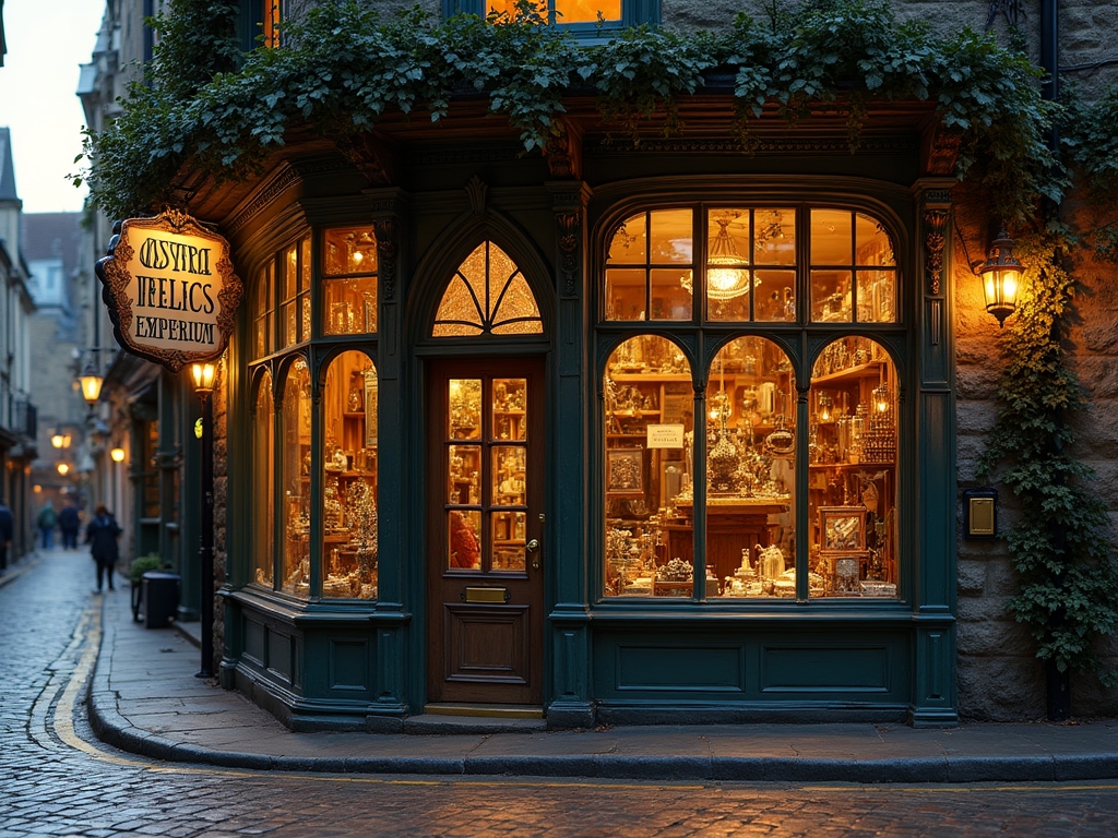 The magical storefront of Magicglowup with glowing windows and enchanted decor